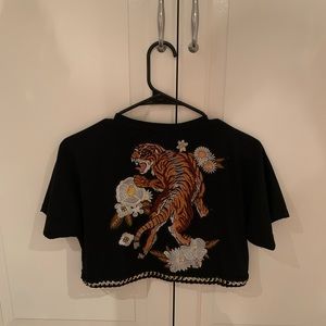 Fashion Nova Cropped Top with Tiger Decal on back